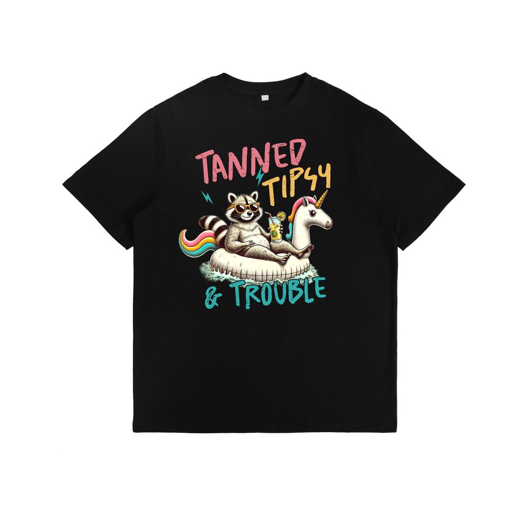 Quirky and Trendy T - Shirt: Make a Light - hearted Statement with a Playful Raccoon Graphic - "TANN