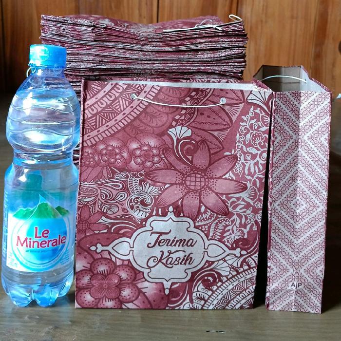 Paket Murah !! 100 Pcs Paperbag Motif Batik/Tas Snack Pernikahan/Goodie Bag Kertas Tali Tbk
