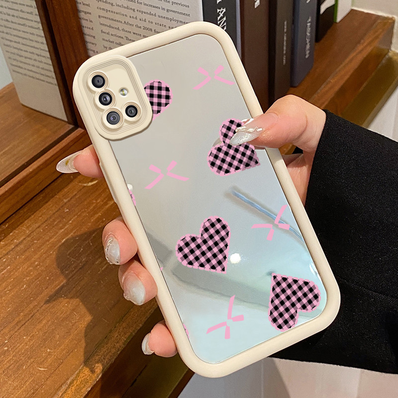 Casing Hp Samsung Galaxy A51 M40s Case Casing Sticker beruang kecil dengan jantung Pola Kasus cermin