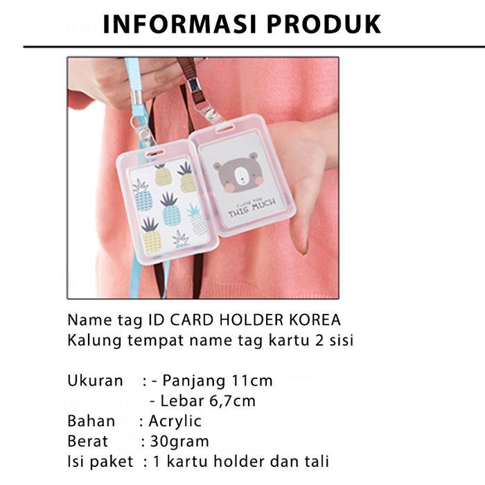 "New" Yarra Name Tag Id Card Holder Korea Plastik Kalung Tali Tempat Name Tag Kartu 2 Sisi Mx2545