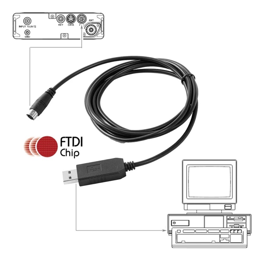 CT-62 CAT Interface Programming Cable with FTDI FT232RL USB TTL to 8pin Mini Din for Yaesu FT-857