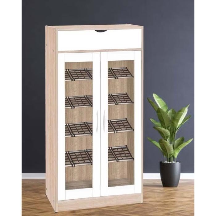 Lemari rak sepatu sandal minimalis kaca - RS 120 Furniture