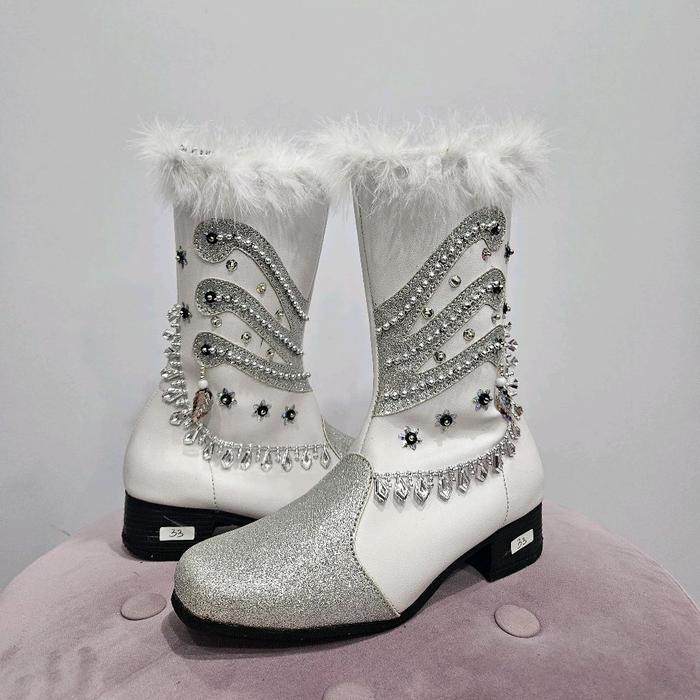 Sepatu Mayoret Putih Silver Model Glacir Boots/Sepatu Mayoret Glacir Drumband/Sepatu Mayoret Atau