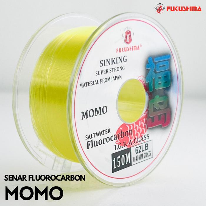 Senar Pancing 150 Meter Momo Warna Kuning Hijau Fluorocarbon Fukushima / Senar Anti Keriting