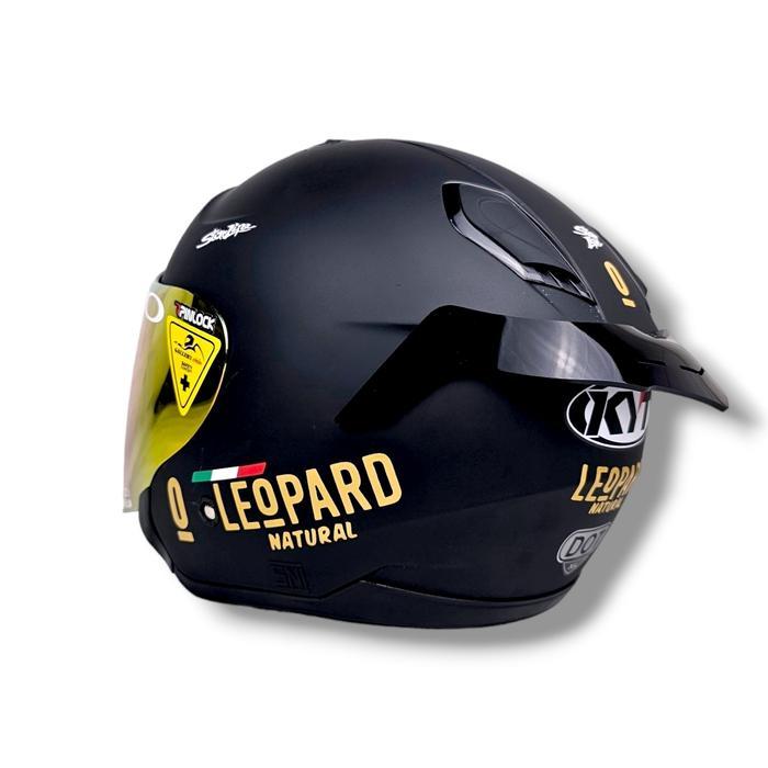 Kyt Kyoto R Original Paket Ganteng Leopard Hitam doff / Helm Half Face Single Visor
