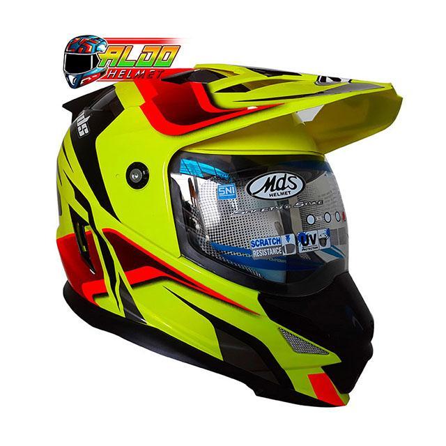 HELM MDS SUPER PRO MOTIF #2 YELLOW FLUO / HELM CROSS / HELM FULL FACE / HELM BALAP