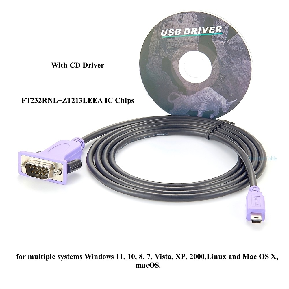 Mini USB to DB9 Male RS232 Serial Converter Cable FTDI FT232RL Mini USB to RS232 COM Port Adapter