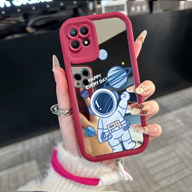 Casing Hp untuk Realme 8I Narzo 50 4G Case Casing astronot pola Silikon Softcase Kasing HP tali gant