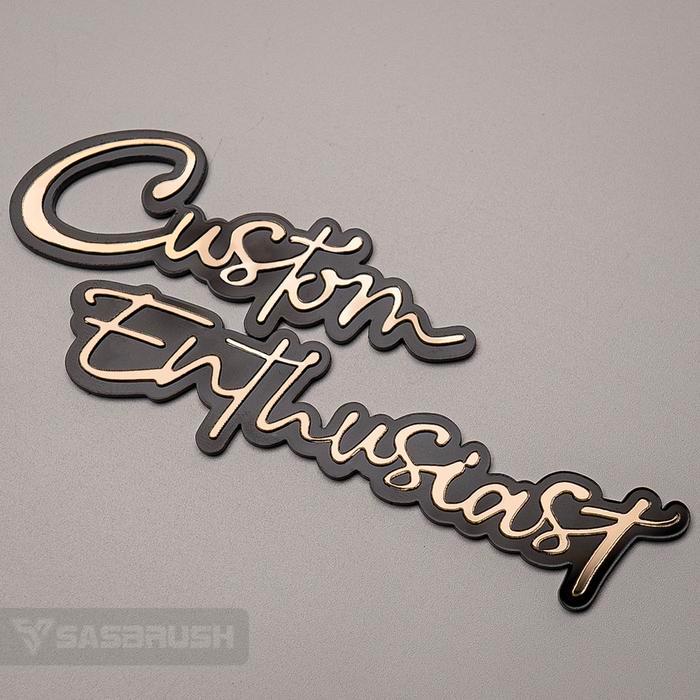 EMBLEM MOTOR CUSTOM ENTHUSIAST - LOGO TIMBUL 3D GOLD KENDARAAN