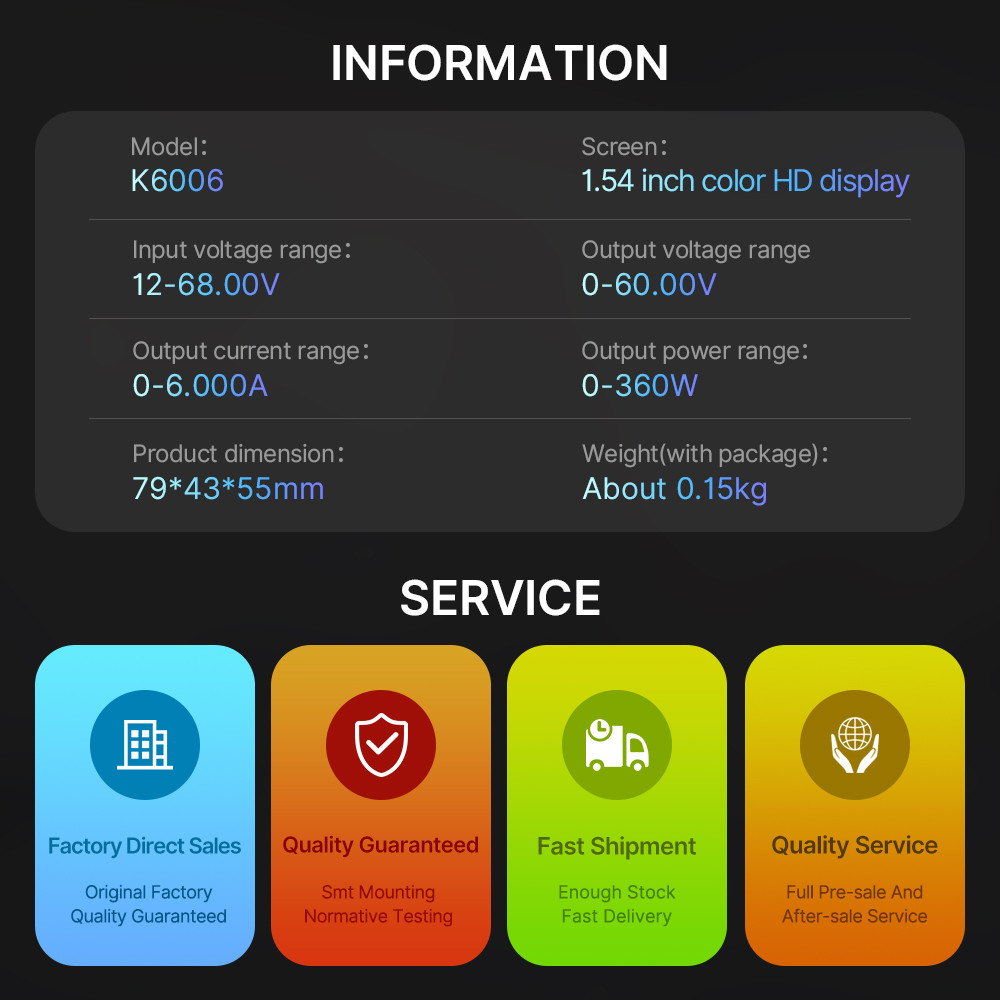 RD RK6006 RK6006-BT 60V 6A 4 digit Communication Adjustable DC to DC Step Down Voltage Bench Power