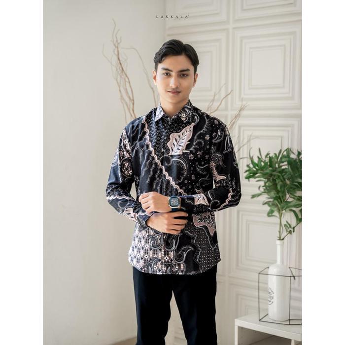 Laskala Batik Premium Surya Kemeja Batik Pria Slimfit Lengan Panjang