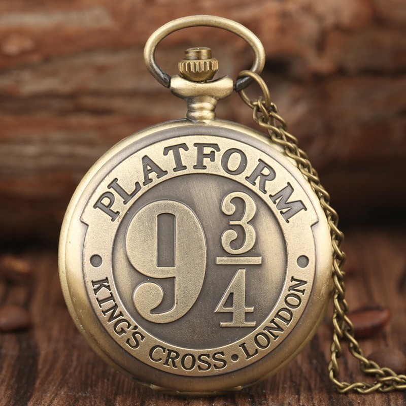 Hot Movie Extension King's Cross London 9 3/4 Platform Quartz Pocket Watch Bronze Full Hunter