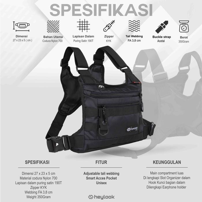 Tas Pinggang Pria Tas Dada Multifungsi Sepeda Biker Motor Waist Bag Tas Rompi Dada Keren