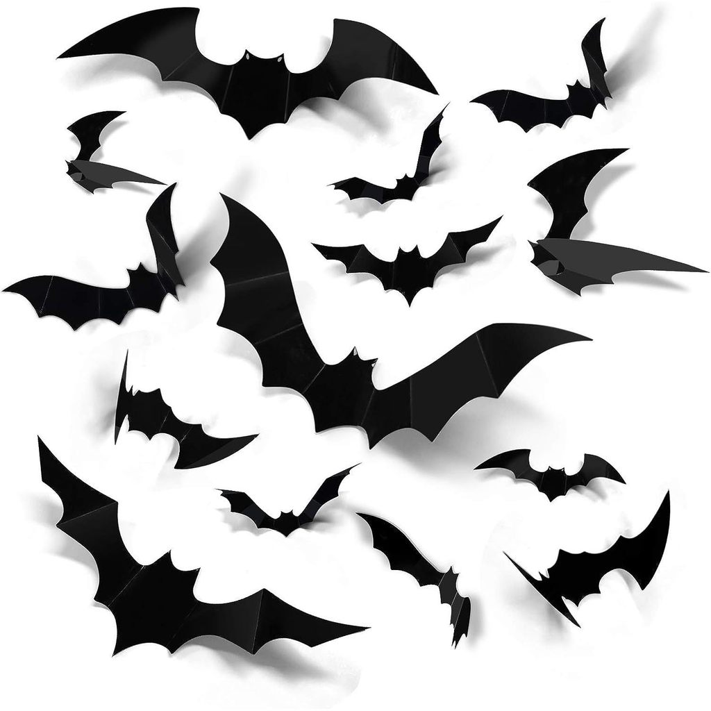 12Pcs Halloween Decoration 3D Bat Wall Decoration Furniture Windows Yard Logo Outdoor Lawn Ghost