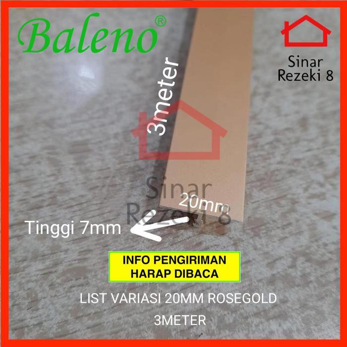 List Variasi T 20 mm Rose GOLD / Lis Aluminium Edging Penutup Celah