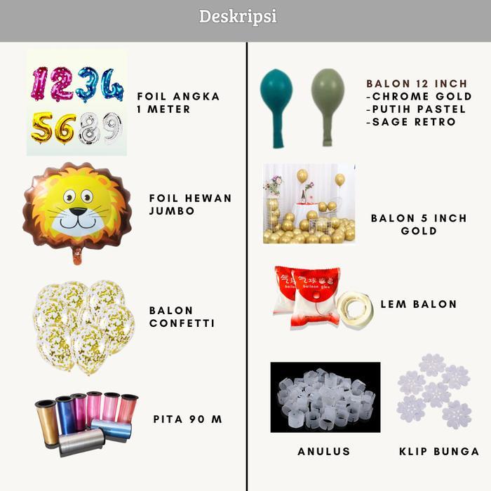 Paket Balon Angka Jumbo Animal Gold Putih