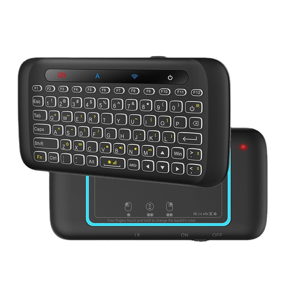 H20 Mini Full Touch Screen 2.4GHz Air Mouse Touchpad Backlight Wireless Keyboard IR Leaning Remote
