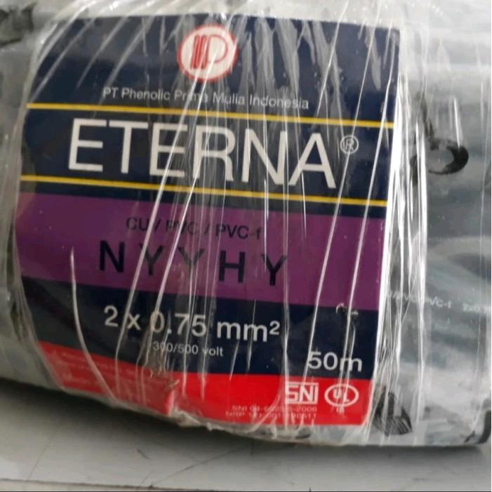 ETERNA KABEL LISTRIK HITAM KAWAT NYYHY 2 X 0.75 MM ( 1 ROLL 50 METER ) NYYHY 2X0.75 MM2 50MTR