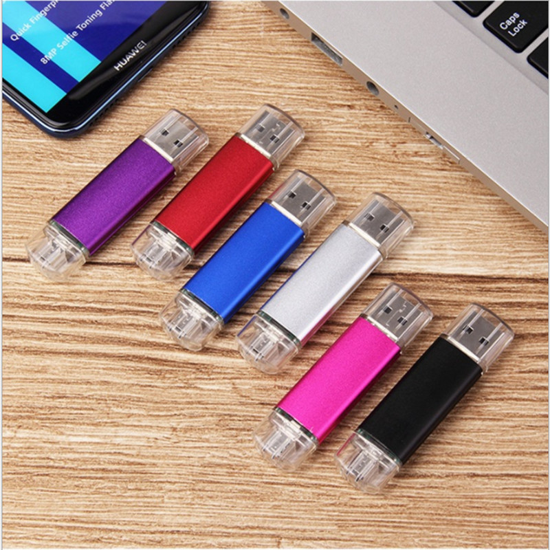 10PCS OTG Micro 2.0 USB Flash Drive 2 in 1 Pen Drive 64G 32G Pendrive 16GB 8GB 4GB Flash Memory 1GB