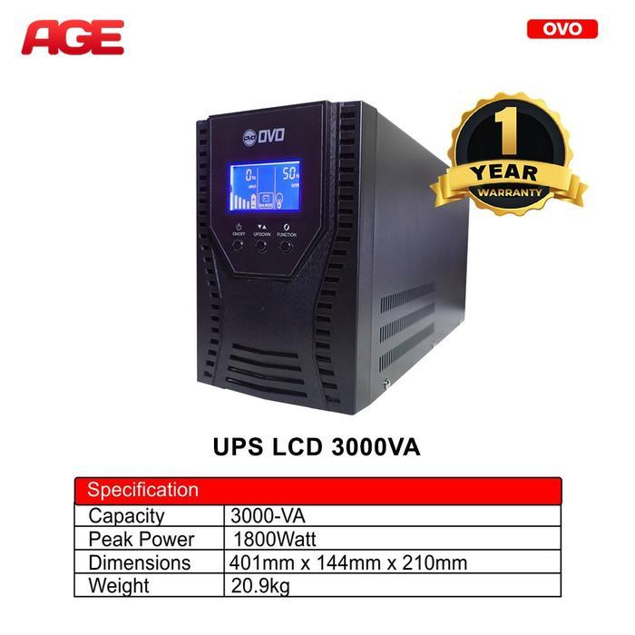 OVO UPS 3000VA 1800 WATT WITH AVR STABILIZER UPS LCD 3000 VA UPS 3KVA