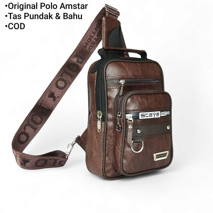 Waist Bag Pria Polo Amstar Tas Selempang Pria Tas Pundak Kotak Kulit Slingbag Pu Leather Cowok