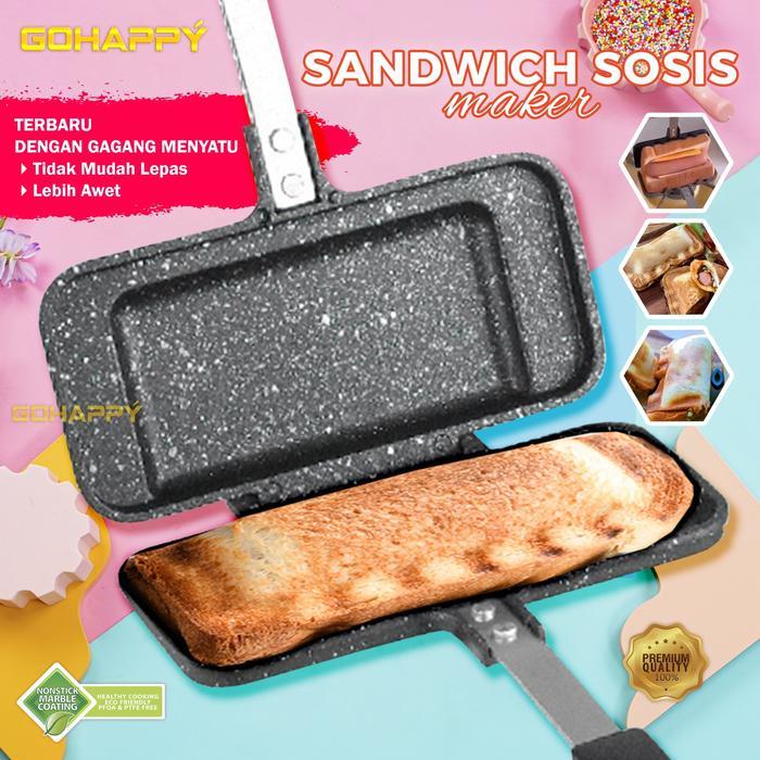 GOHAPPY Cetakan Sandwich Sosis Maker/waffle Hotdog Toaster maker diatas Stove Kompor tanpa listrik