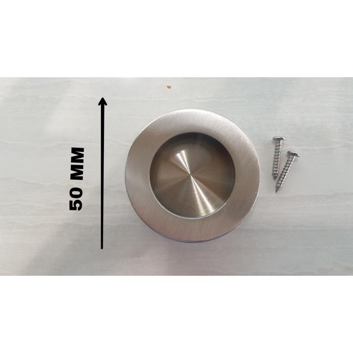 Tarikan Handle Tanam Laci Lemari Pintu Rumah Sliding Geser BULAT SS 50 .