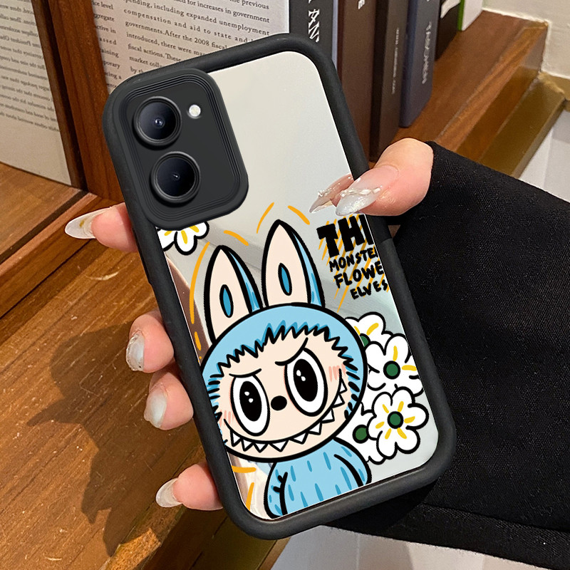 Casing Hp Realme C33 Case Boneka yang lucu dan bunga  Mirror Kasing silikon cocok pria dan wanita Ce