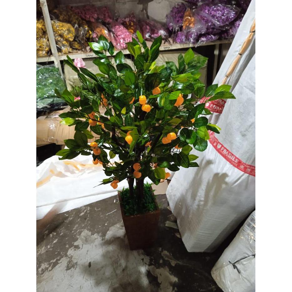 POHON JERUK ARTIFICIAL/POHON HIAS/POHON PLASTIK/BUNGA HIAS TINGGI 1M