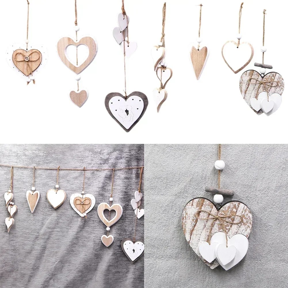 Home Wedding Decoration Wooden Heart Pendants Handmade Wedding Decor Pendants Wedding Decor Handmade