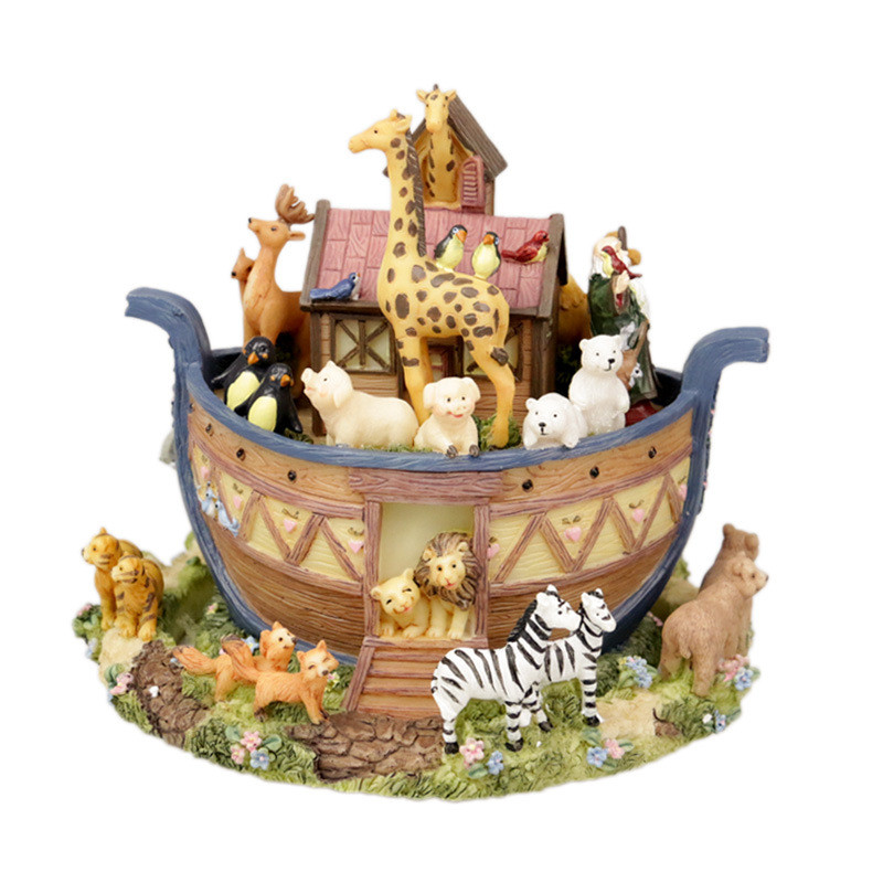 Noahs Ark Animal World Music Box Rotating Key 8-Note Gift for Kids Girls Desk Decor Dropshipping