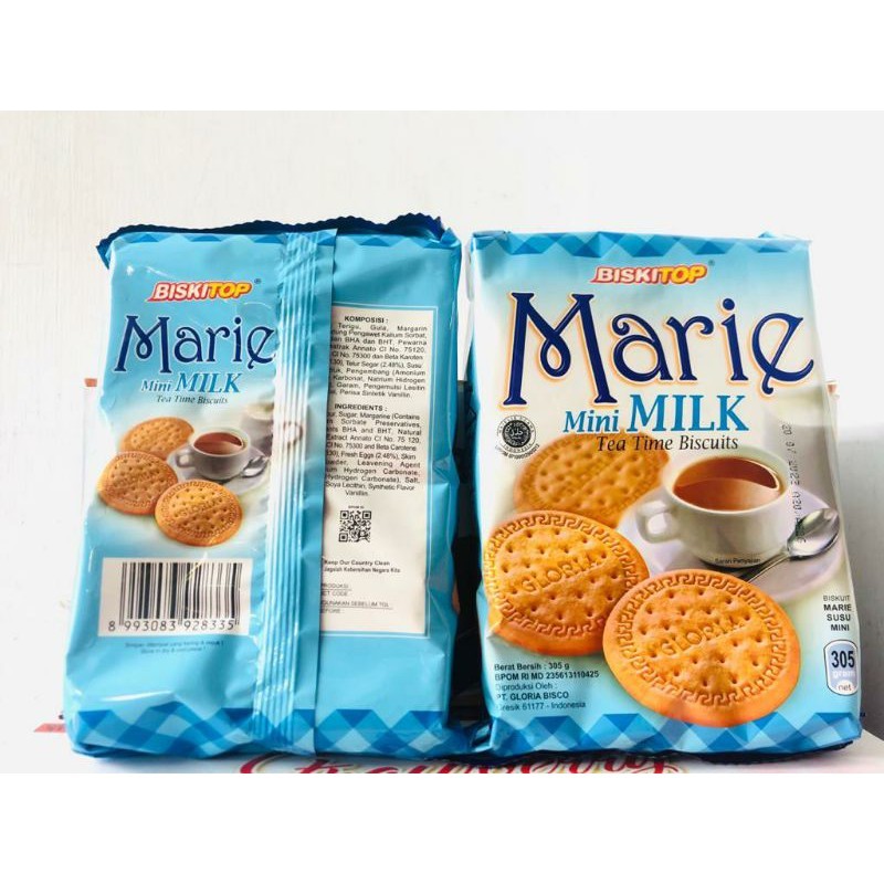 Biskitop Marie Mini Biscuits 300gr - Biskuit Marie Susu Snack Cemilan Murah Enak