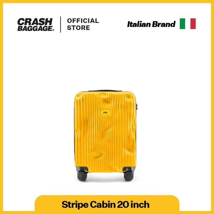Crash Baggage Stripe Koper 20 Inch Cabin (40L) Hardcase Spinner TSA Lock - Yellow