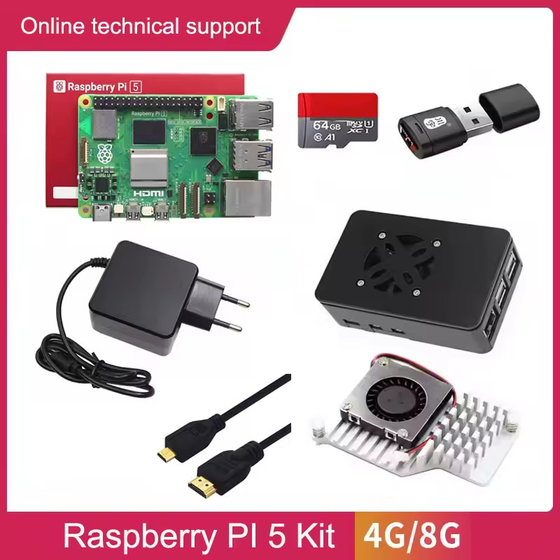 Raspberry Pi 5 4GB 8GB Development Board Start Kit PI 5B Education Kit With 64GB Card,Power