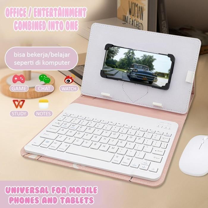 Case & Keyboard Evercoss Etab E Tab 10 Prime X9 Tablet 10 10.1 Inch Cute Wireless Bluetooth Blutooth
