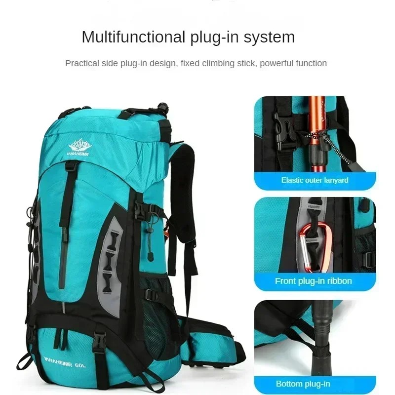 60L Outdoor Mountaineering Sports Shoulder Bags Camping Backpack Men's Travel Bag Climbing Rucksack