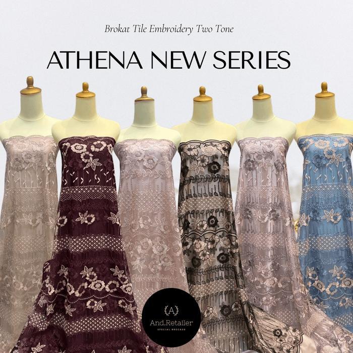 Hot Sale Bahan Kain Kebaya Mewah Brokat Tile Embroidery Athena New Series Bordir Tebal Motif Timbul