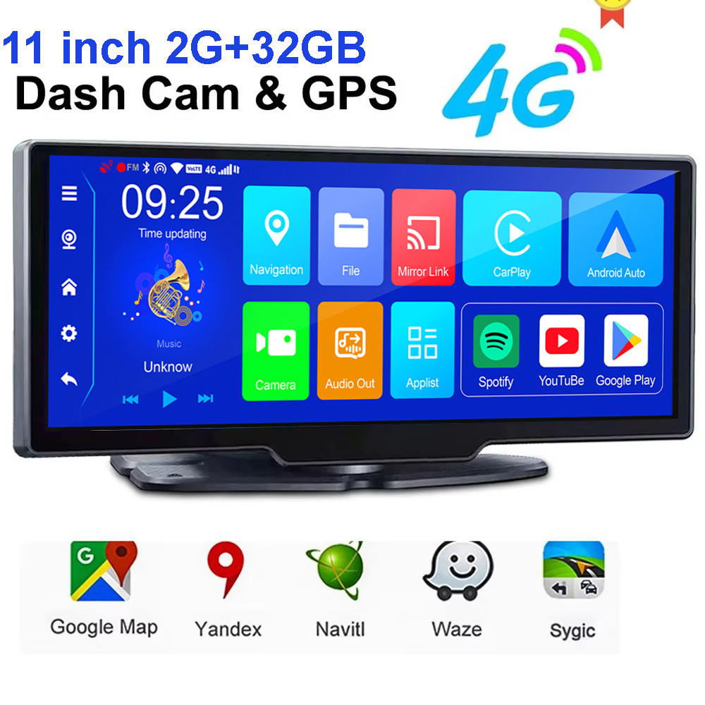 10.26 Inch 4G Car GPS Navigation DVR Dash Cam Recorder ADAS 24h Park Monitor Rearview Mirror 2G+32GB