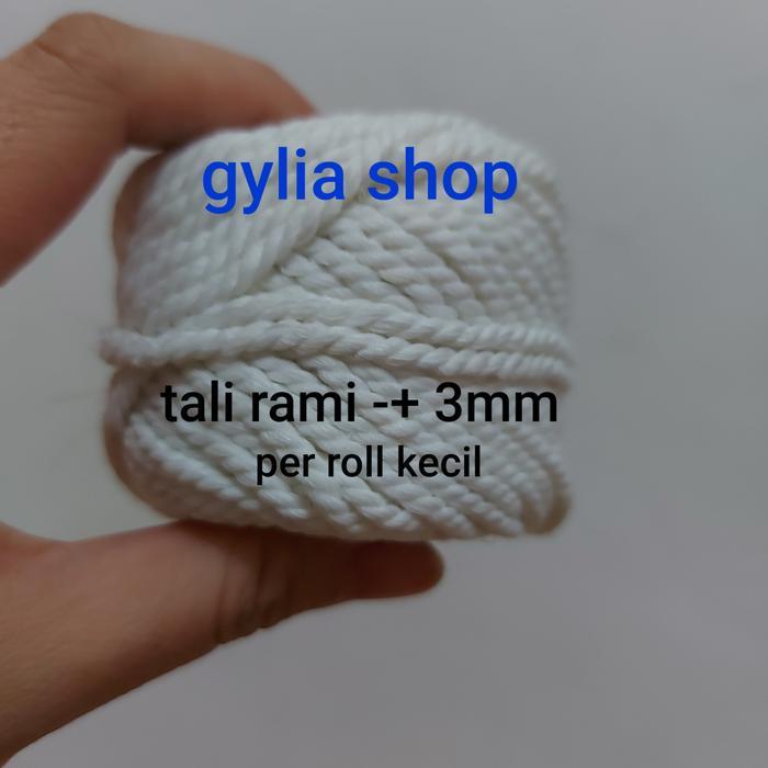 Tali Rami / tali rami putih -+ 3 mm per roll / Tali souvenir /prakarya