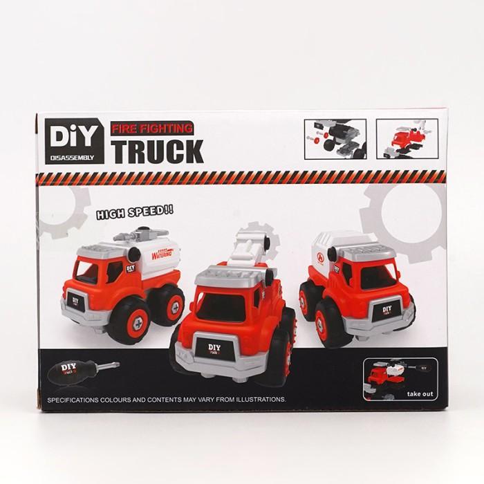 OHSOME - Mainan Anak Rakit Mobil Fire Fighting Truck DIY / Mainan Rakit Diecast Mobil Truk Pemadam