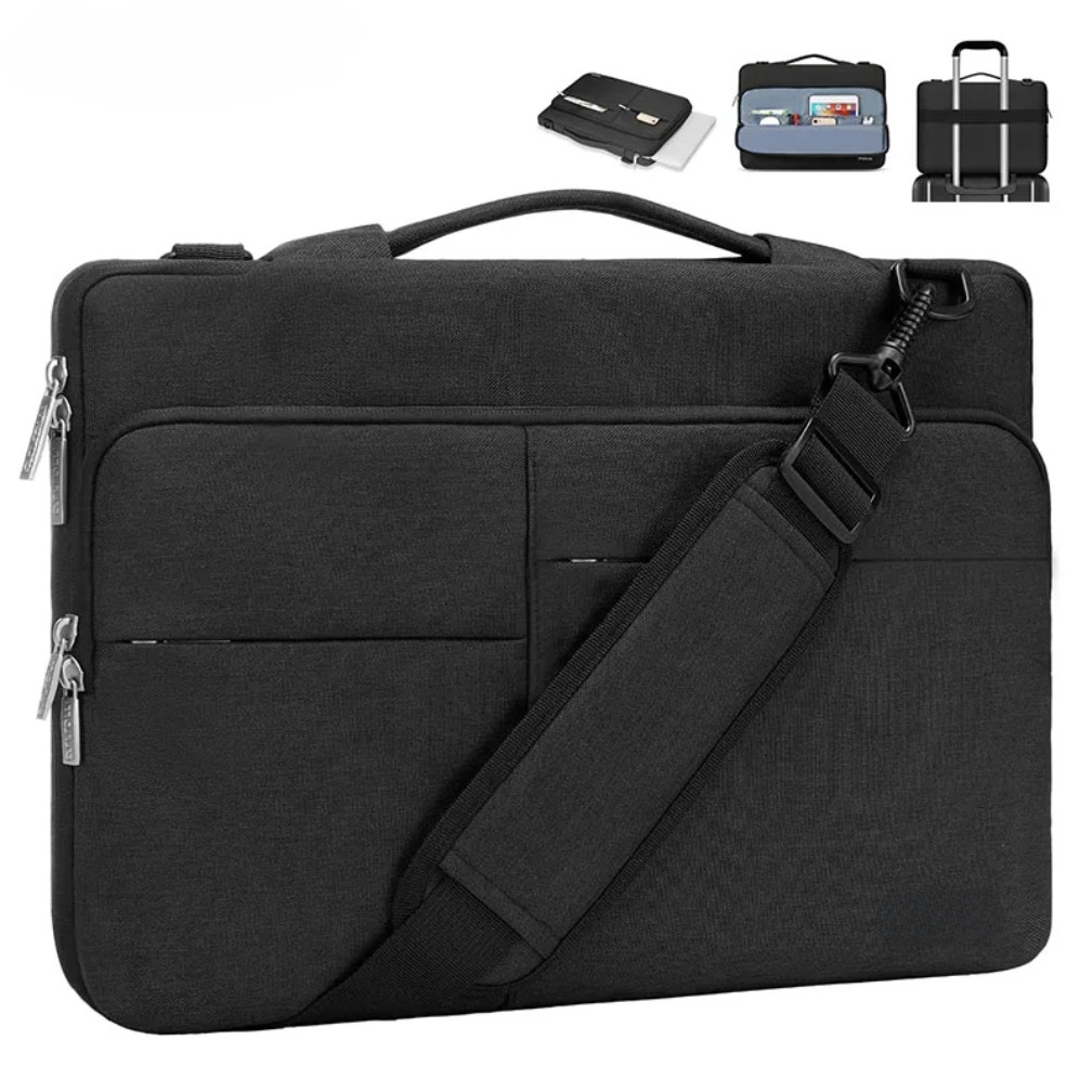 15-16 Inch Laptop Shoulder Bag Unisex Zipper can be hung on a suitcase