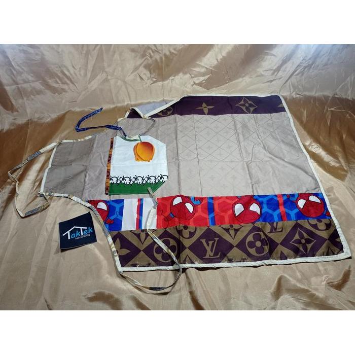 CELEMEK APRON DEWASA DAPUR MASAK SAMBUNGAN KAIN PERCA