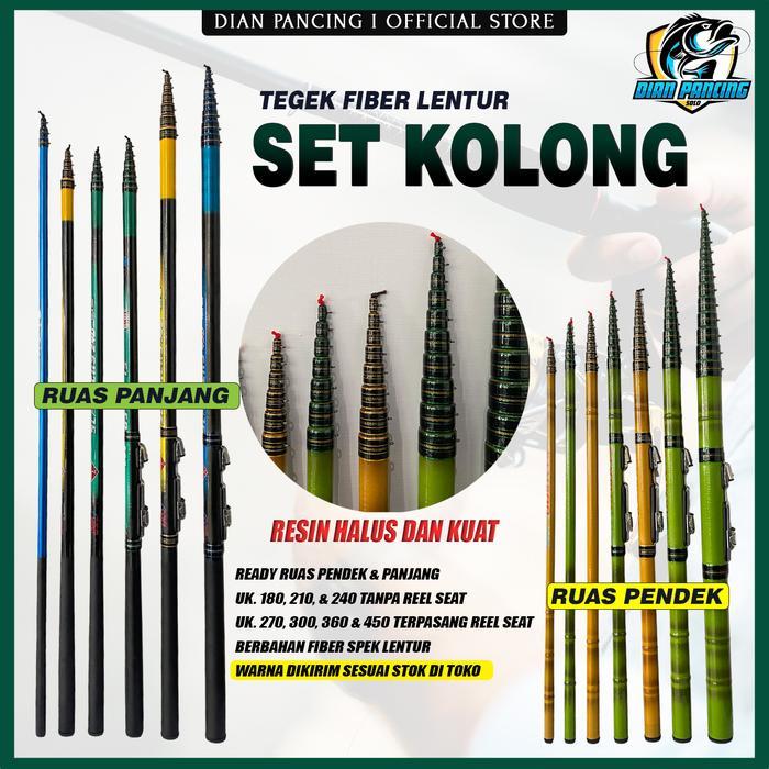 Joran Tegek Set Kolong Tegek Murah dengan Bahan Fiber Lentur Ruas Panjang dan Pendek