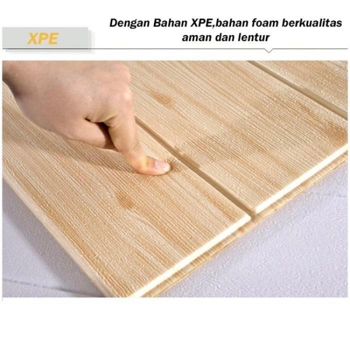 Wallpaper Dinding 3D Wallpaper Foam Wallfoam Kayu Cream