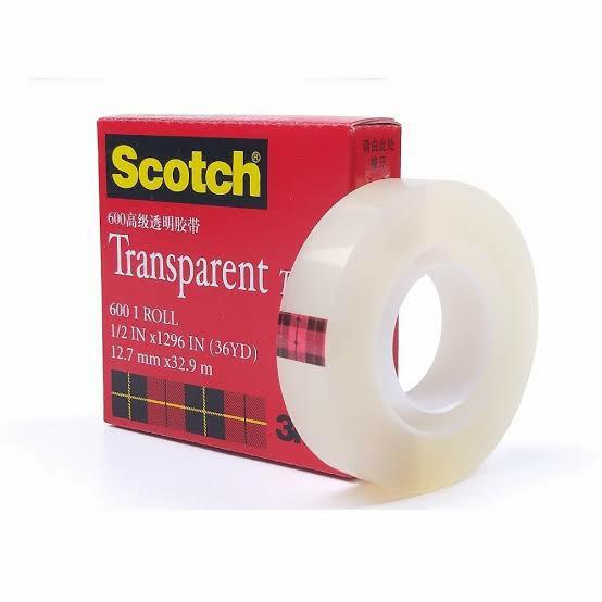 Isolasi Tape Scotch 3M 600 1/2"X36Yd Transparent