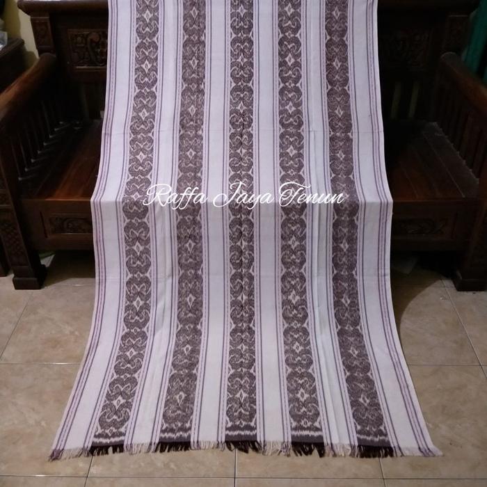 Kain Tenun Blanket Tenun Troso Jepara Halusan Putih Kombinasi Coklat