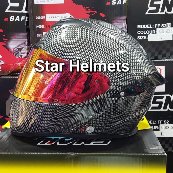 Helm Snail FFS2 Carbon Glossy Iridium Flat Visor + Spoiler 3D