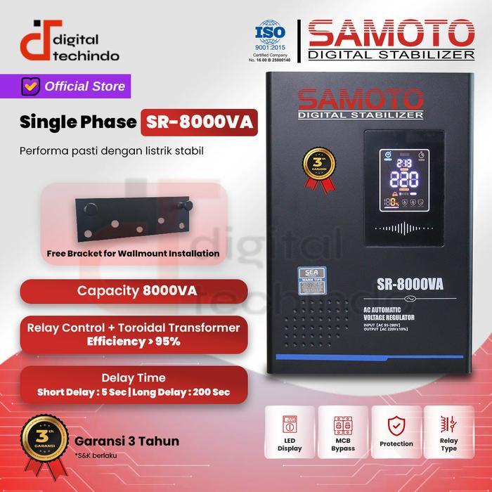 SAMOTO Stabilizer Relay 8000VA AVR Stabiliser Relay Controlled Series SR8000