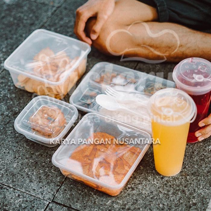 Thebest- THINWALL VICTORY RECTANGLE 300 ML KOTAK MAKAN BOX PLASTIK THIN WALL ECER PER PCS
