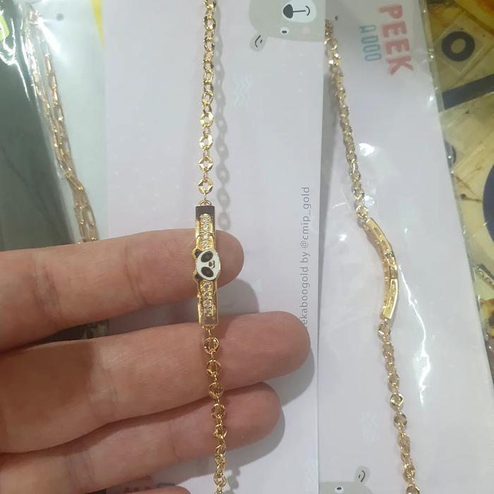 READY Gelang bayi anak rantai emas asli motif plat kuning putih 70 700 70%